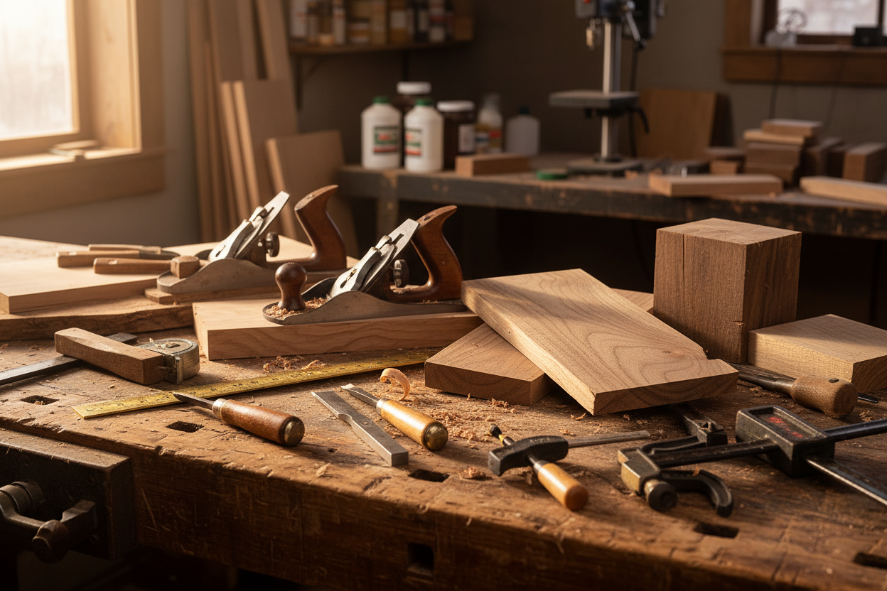 afbbeelding met hout en gereedschap